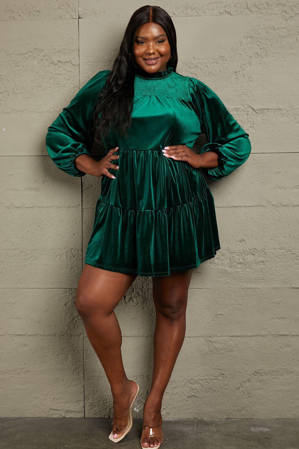 Softest Of Them All Tiered Plus Size Velvet Dress - MXSTUDIO.COM