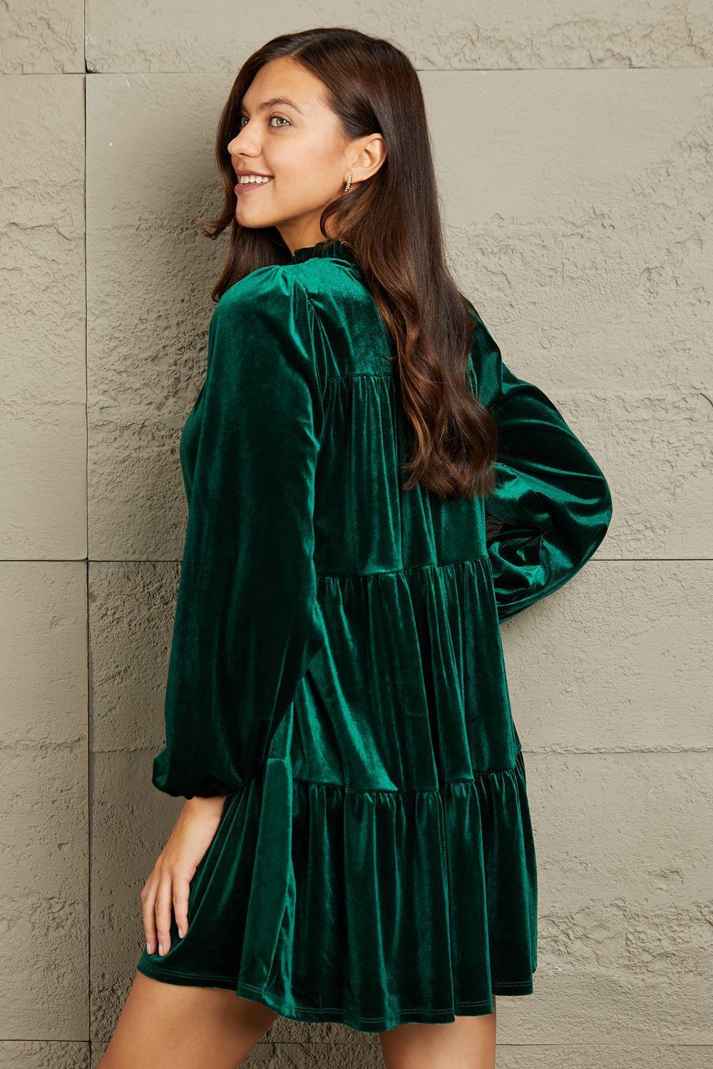 Softest Of Them All Tiered Plus Size Velvet Dress - MXSTUDIO.COM