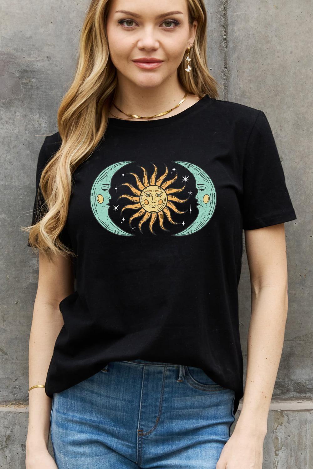 Space Between Us Plus Size Sun And Moon T Shirt - MXSTUDIO.COM