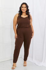 Spaghetti Straps Plus Size Chocolate Jumpsuit - MXSTUDIO.COM