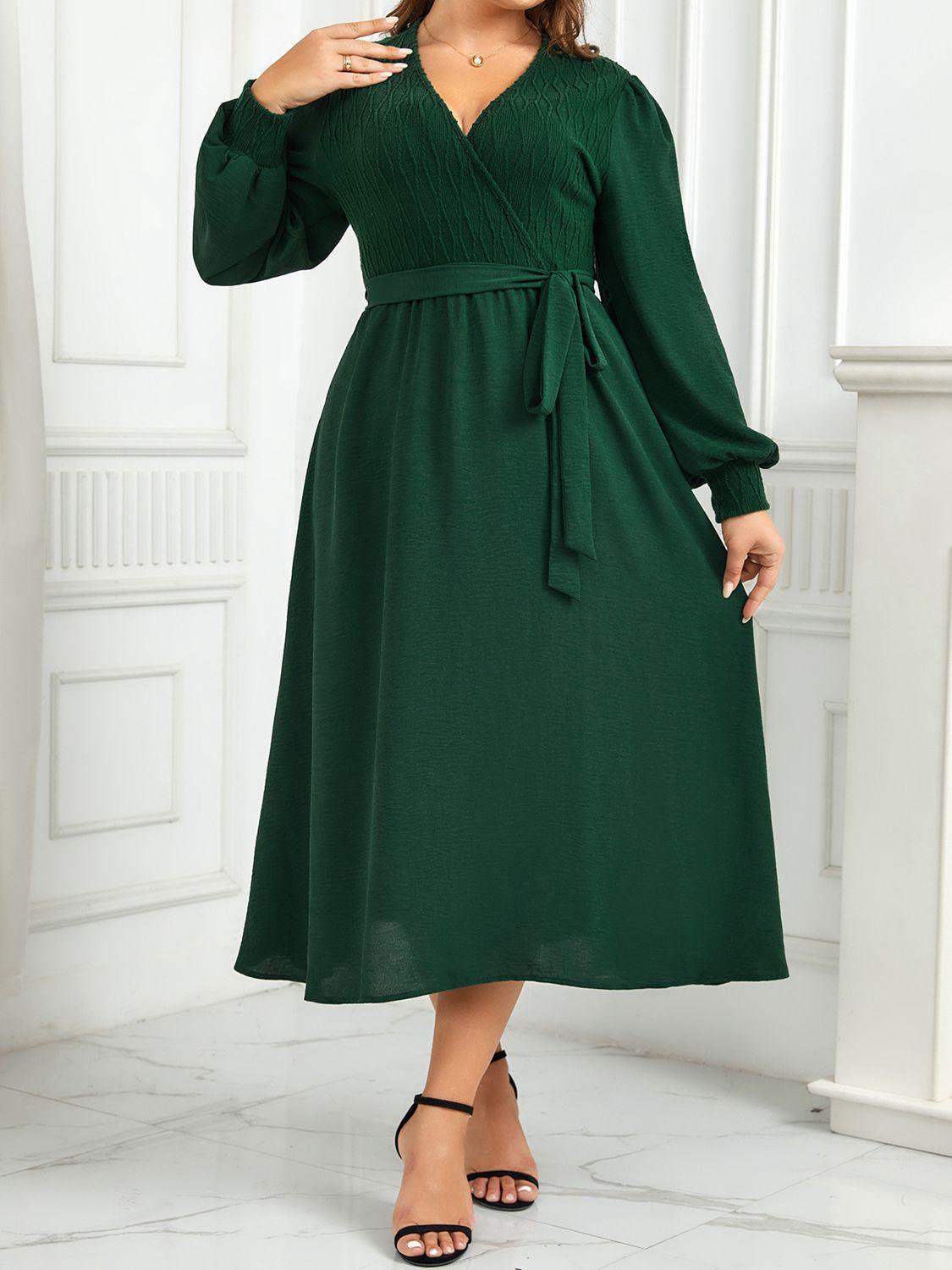 Spectacular Choice Plus Size Green Midi Dress - MXSTUDIO.COM