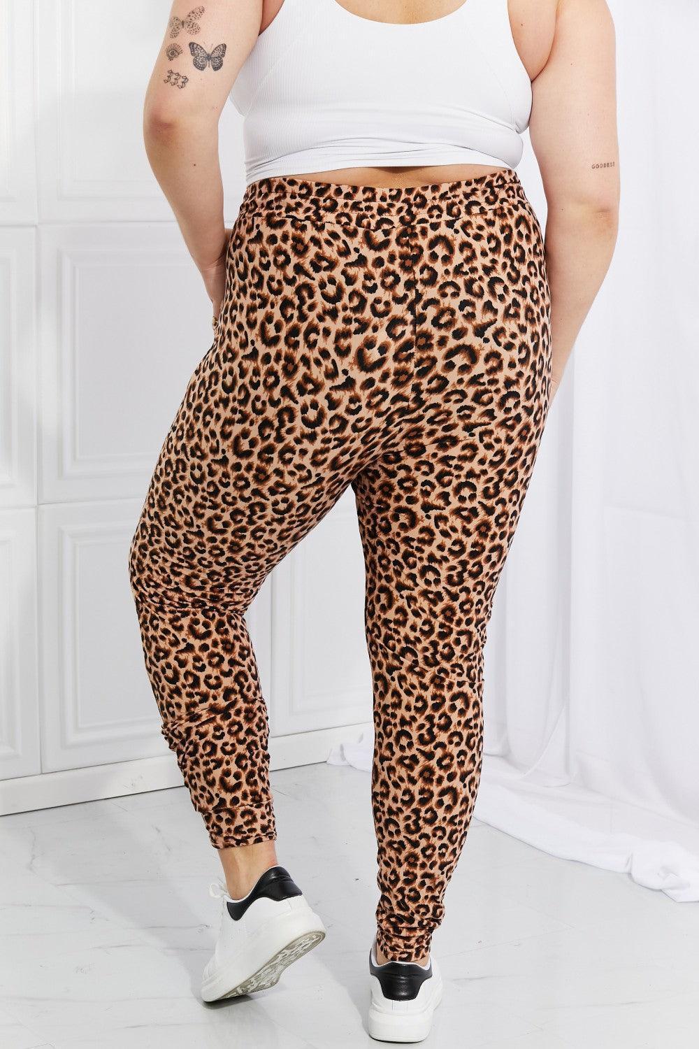 Spirited Leopard Plus Size High Waisted Joggers - MXSTUDIO.COM