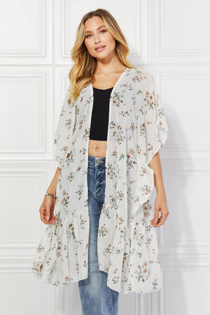 Spring Choice Ivory Ruffle Floral Kimono - MXSTUDIO.COM