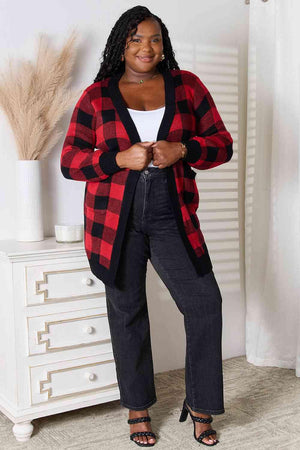 Standout Open Front Plus Size Plaid Cardigan - MXSTUDIO.COM