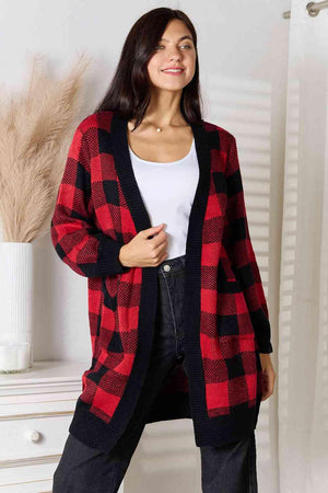 Standout Open Front Plus Size Plaid Cardigan - MXSTUDIO.COM