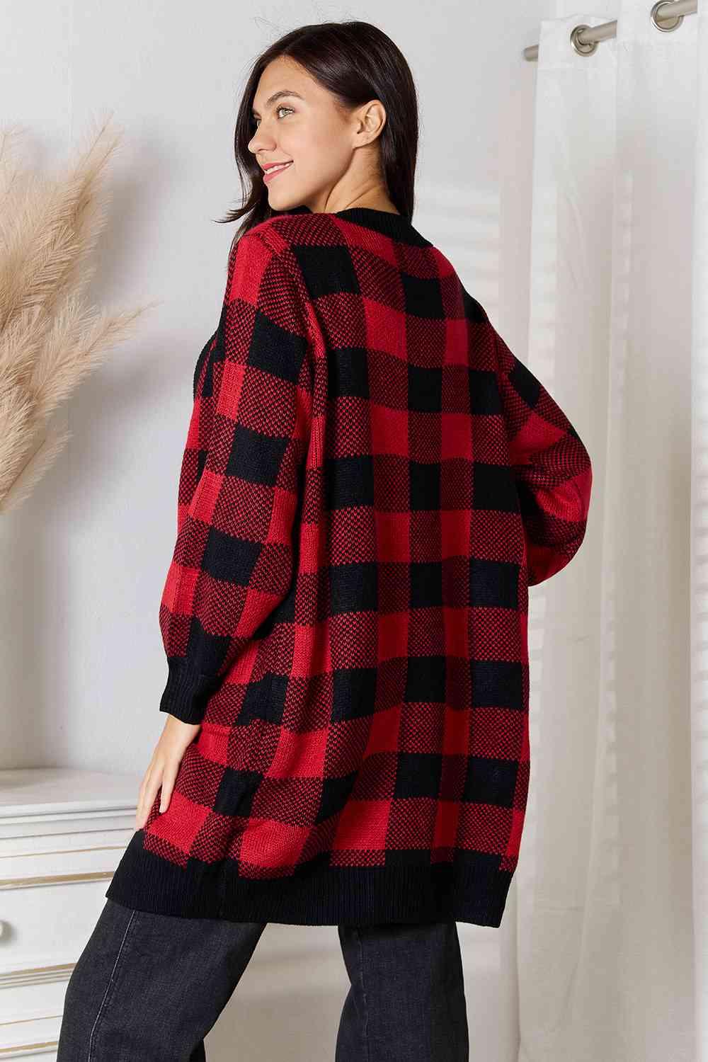 Standout Open Front Plus Size Plaid Cardigan - MXSTUDIO.COM