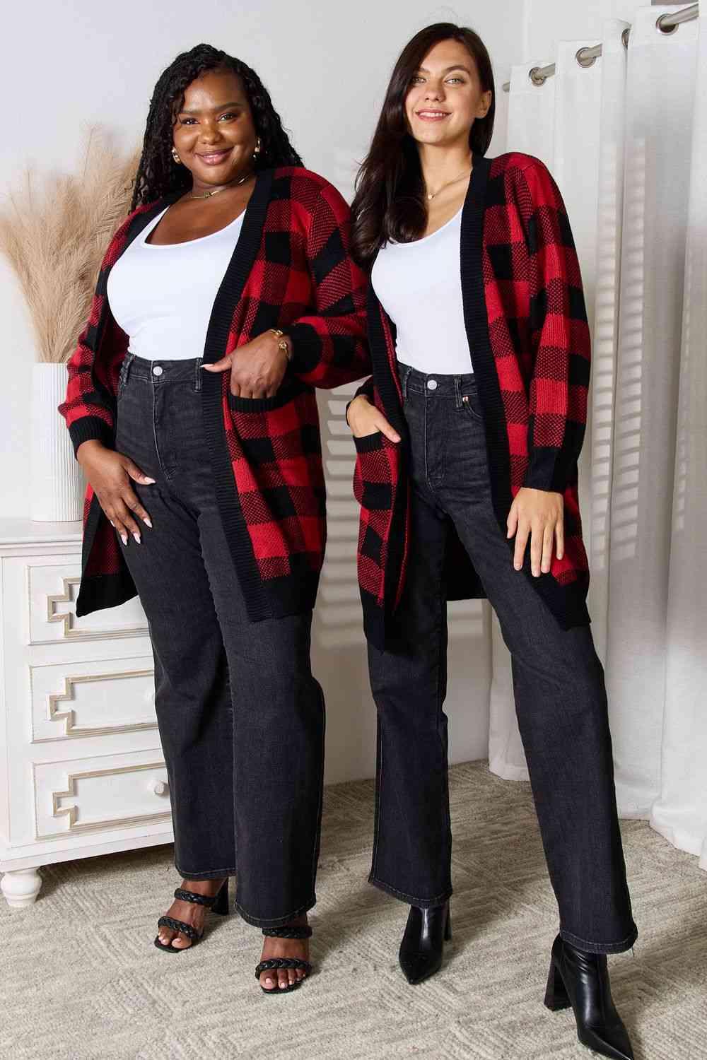 Standout Open Front Plus Size Plaid Cardigan - MXSTUDIO.COM