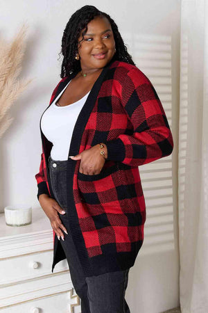 Standout Open Front Plus Size Plaid Cardigan - MXSTUDIO.COM