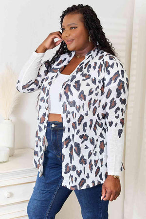 Strongly Chic Long Sleeve Plus Size Leopard Cardigan - MXSTUDIO.COM