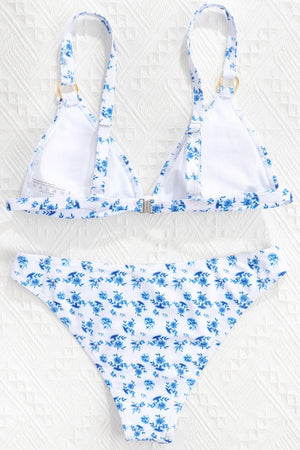 Summer Enchantress Ring Detail Floral Bikini Set - MXSTUDIO.COM