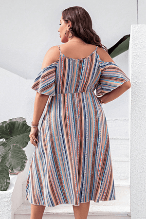 Summer Moments Plus Size Cold Shoulder Dress - MXSTUDIO.COM