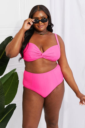 Summer Twist High Waist Plus Size Pink Bikini - MXSTUDIO.COM