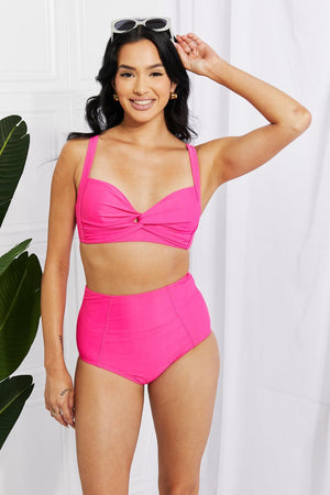 Summer Twist High Waist Plus Size Pink Bikini - MXSTUDIO.COM