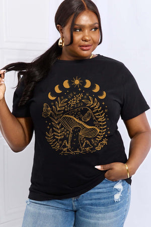 Sun And Moon Plus Size Mushroom T Shirt - MXSTUDIO.COM