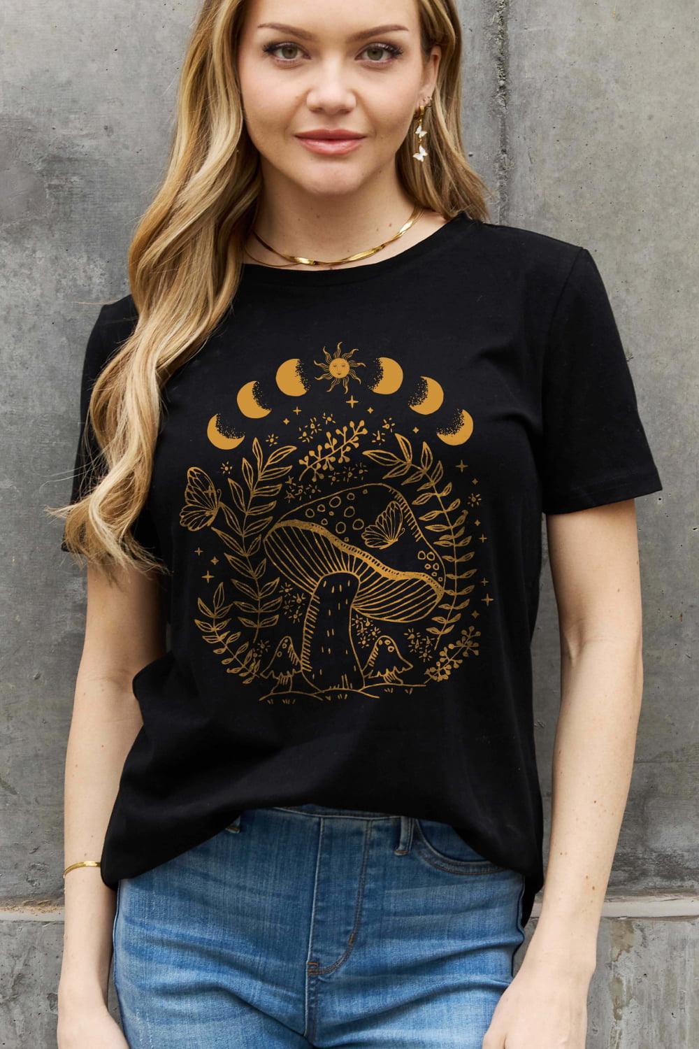 Sun And Moon Plus Size Mushroom T Shirt - MXSTUDIO.COM