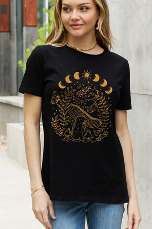 Sun And Moon Plus Size Mushroom T Shirt - MXSTUDIO.COM