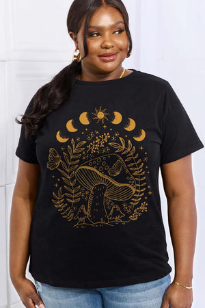 Sun And Moon Plus Size Mushroom T Shirt - MXSTUDIO.COM