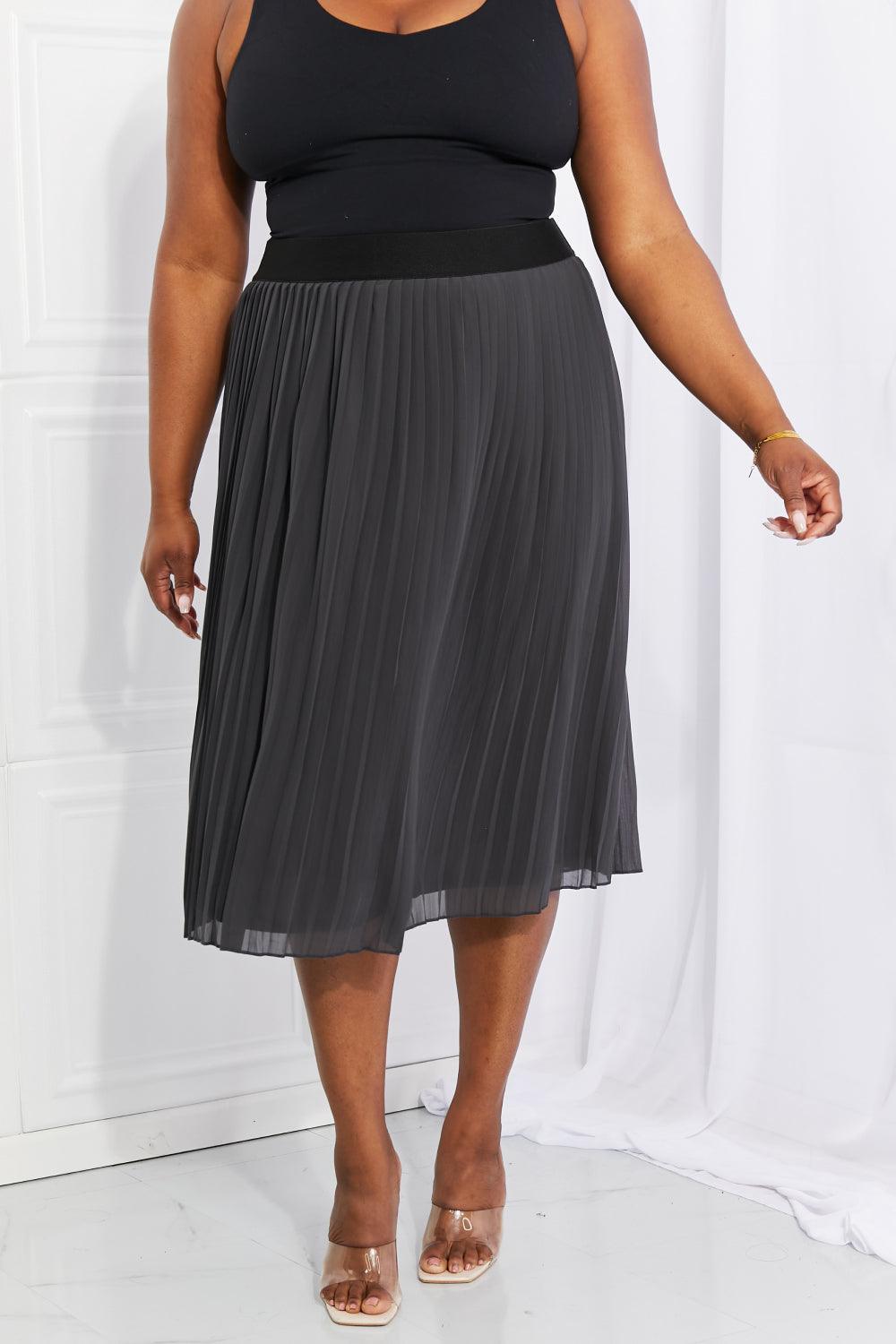 Sunday's Best Midi Gray Plus Size Chiffon Skirt - MXSTUDIO.COM