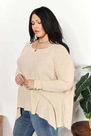 Super Soft Oversized Ribbed Plus Size Long Sleeve Top - MXSTUDIO.COM