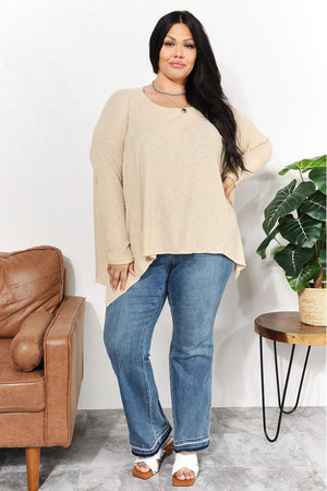 Super Soft Oversized Ribbed Plus Size Long Sleeve Top - MXSTUDIO.COM