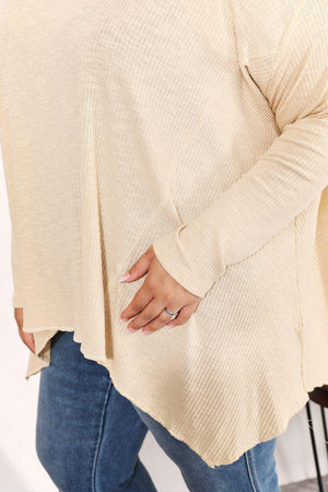 Super Soft Oversized Ribbed Plus Size Long Sleeve Top - MXSTUDIO.COM