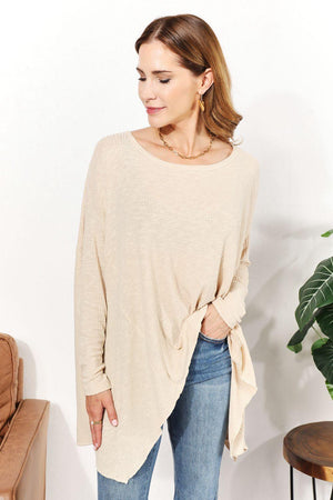 Super Soft Oversized Ribbed Plus Size Long Sleeve Top - MXSTUDIO.COM