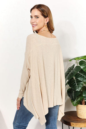 Super Soft Oversized Ribbed Plus Size Long Sleeve Top - MXSTUDIO.COM