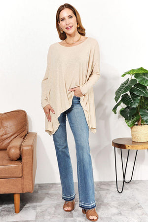 Super Soft Oversized Ribbed Plus Size Long Sleeve Top - MXSTUDIO.COM