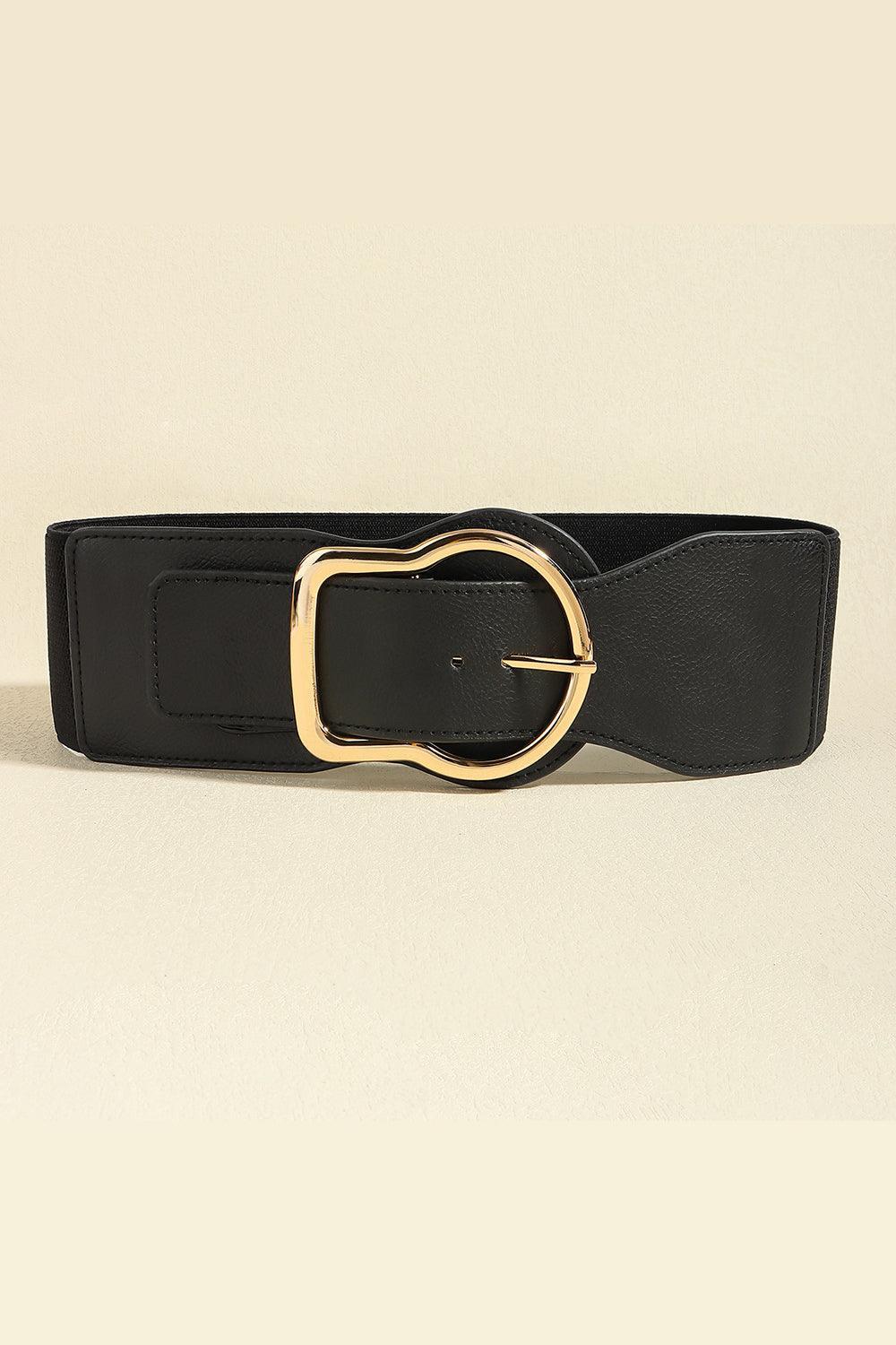 Superb Zinc Alloy Buckle Black Wide Elastic Belt - MXSTUDIO.COM