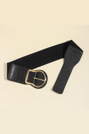 Superb Zinc Alloy Buckle Black Wide Elastic Belt - MXSTUDIO.COM