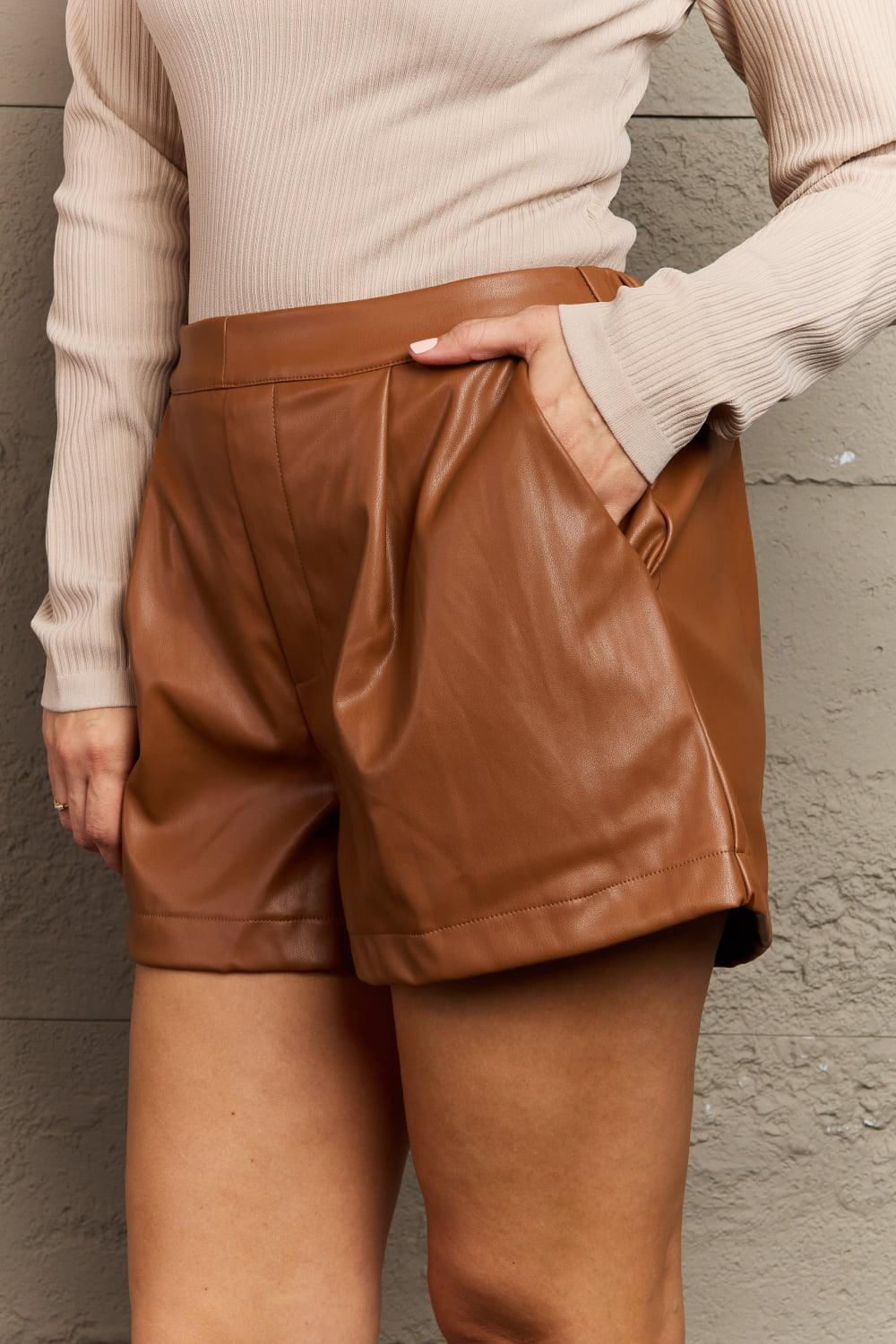 Sustainable Fashion Vegan Plus Size Leather Shorts - MXSTUDIO.COM