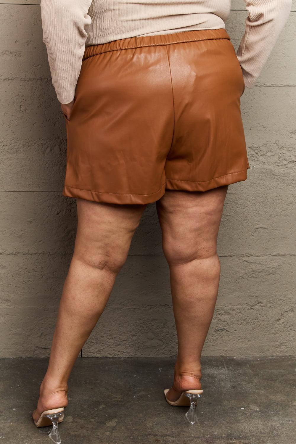 Sustainable Fashion Vegan Plus Size Leather Shorts - MXSTUDIO.COM