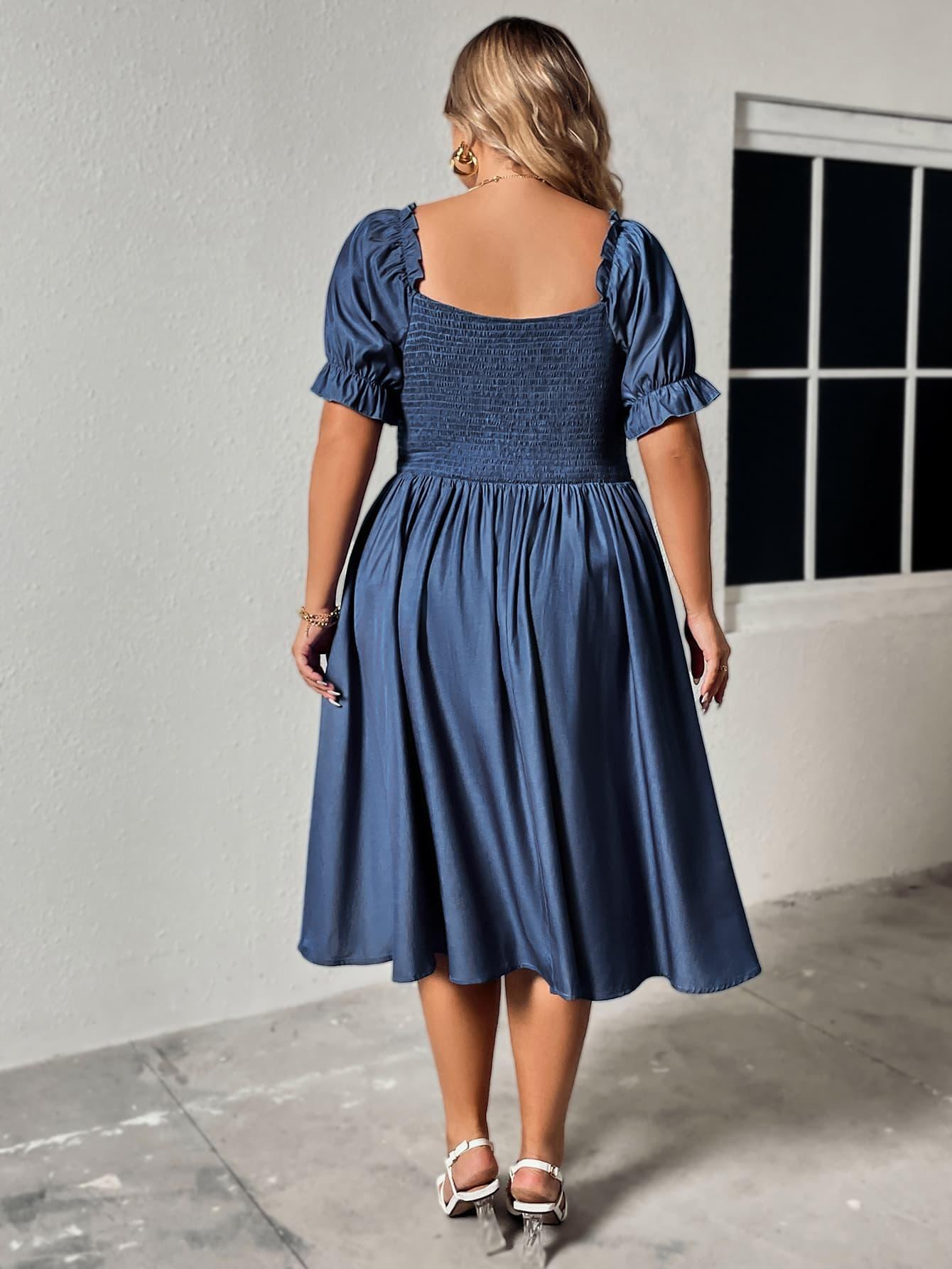 Sweetheart Neck Cobalt Blue Plus Size Ruched Dress - MXSTUDIO.COM