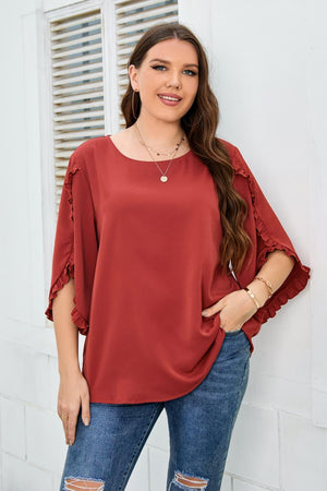 Take Time Off Plus Size Three Quarter Sleeve Blouse - MXSTUDIO.COM