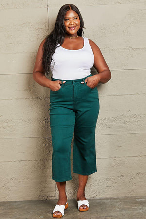 Teal Green Womens Plus Size Wide Leg Jeans - MXSTUDIO.COM