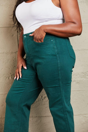 Teal Green Womens Plus Size Wide Leg Jeans - MXSTUDIO.COM