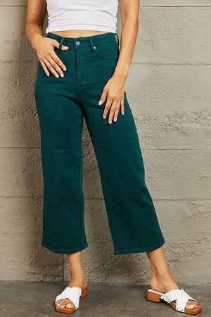 Teal Green Womens Plus Size Wide Leg Jeans - MXSTUDIO.COM