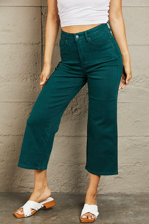 Teal Green Womens Plus Size Wide Leg Jeans - MXSTUDIO.COM