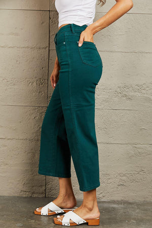 Teal Green Womens Plus Size Wide Leg Jeans - MXSTUDIO.COM