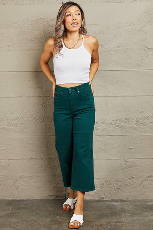 Teal Green Womens Plus Size Wide Leg Jeans - MXSTUDIO.COM