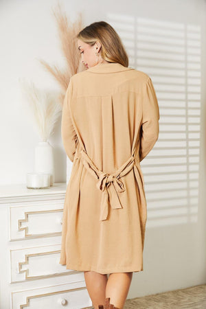 Tied Waist Plus Size Women's Trench Coat - MXSTUDIO.COM