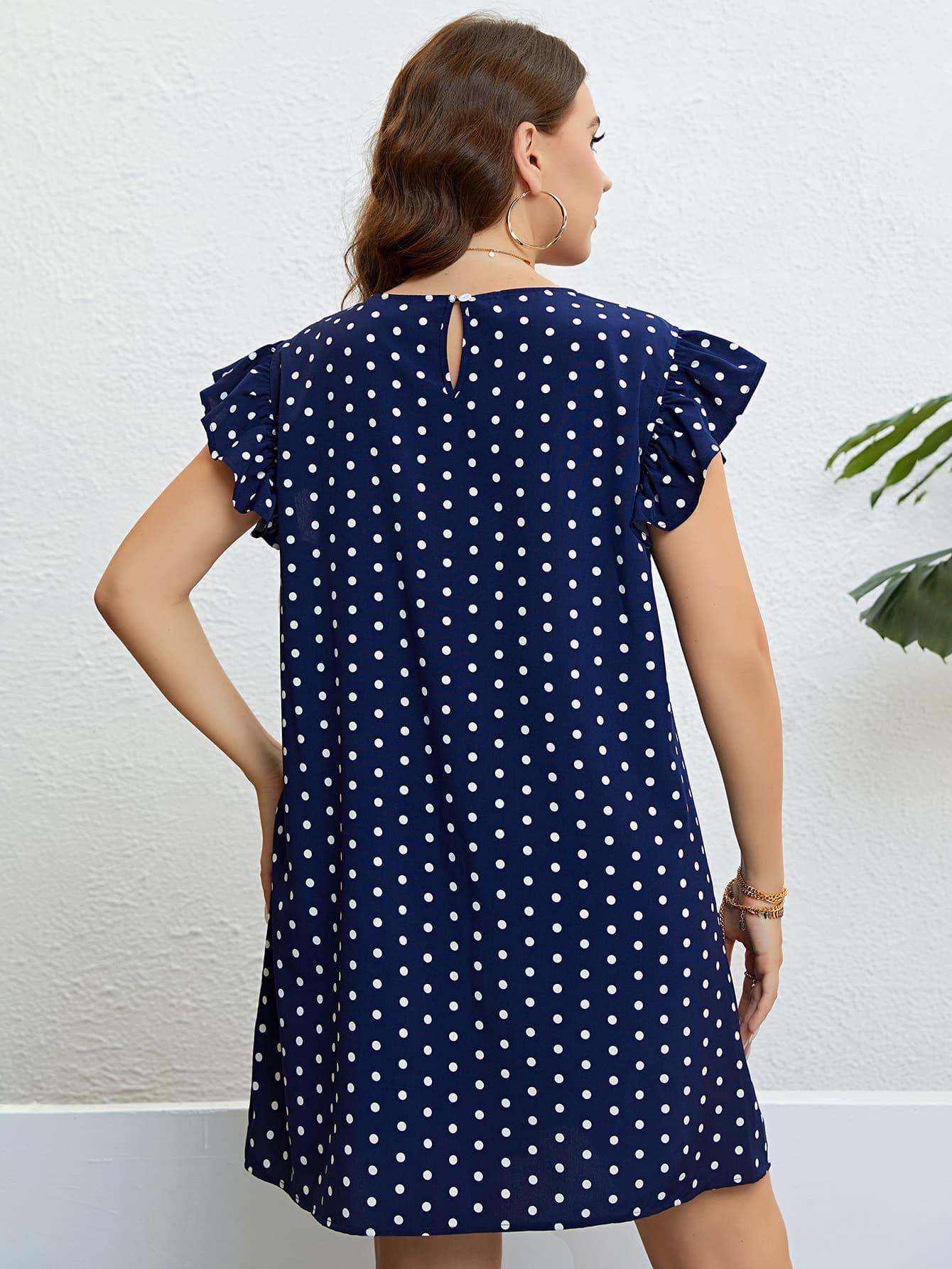 Timeless Polka Dot Plus Size Puff Sleeve Mini Dress - MXSTUDIO.COM