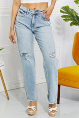 Today Is My Day Plus Size Distressed Straight Leg Jeans - MXSTUDIO.COM