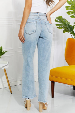 Today Is My Day Plus Size Distressed Straight Leg Jeans - MXSTUDIO.COM