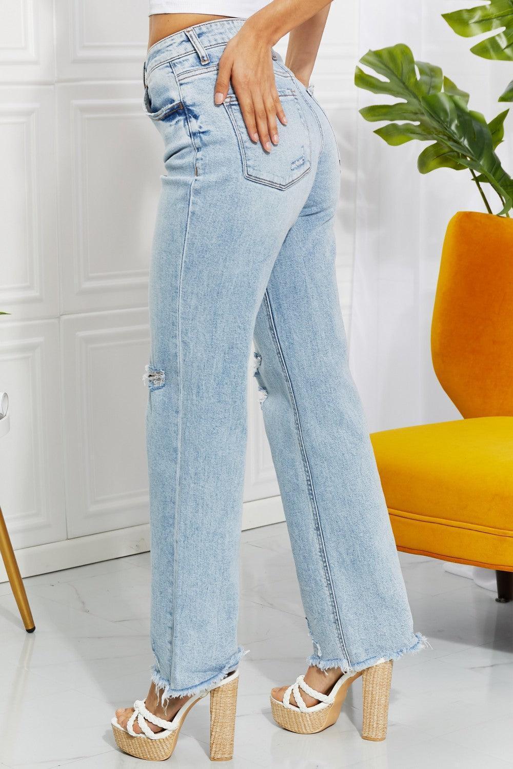 Today Is My Day Plus Size Distressed Straight Leg Jeans - MXSTUDIO.COM