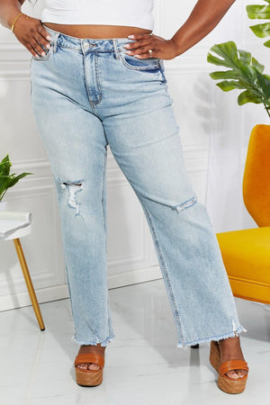 Today Is My Day Plus Size Distressed Straight Leg Jeans - MXSTUDIO.COM