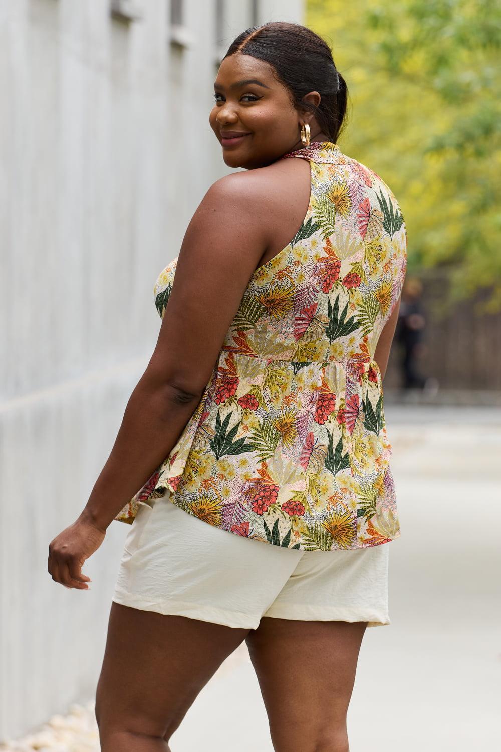 True Potential Plus Size Floral Halter Top - MXSTUDIO.COM