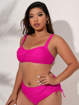 Twist and Tie Plus Size Bikini Set - MXSTUDIO.COM