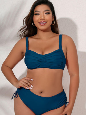 Twist and Tie Plus Size Bikini Set - MXSTUDIO.COM