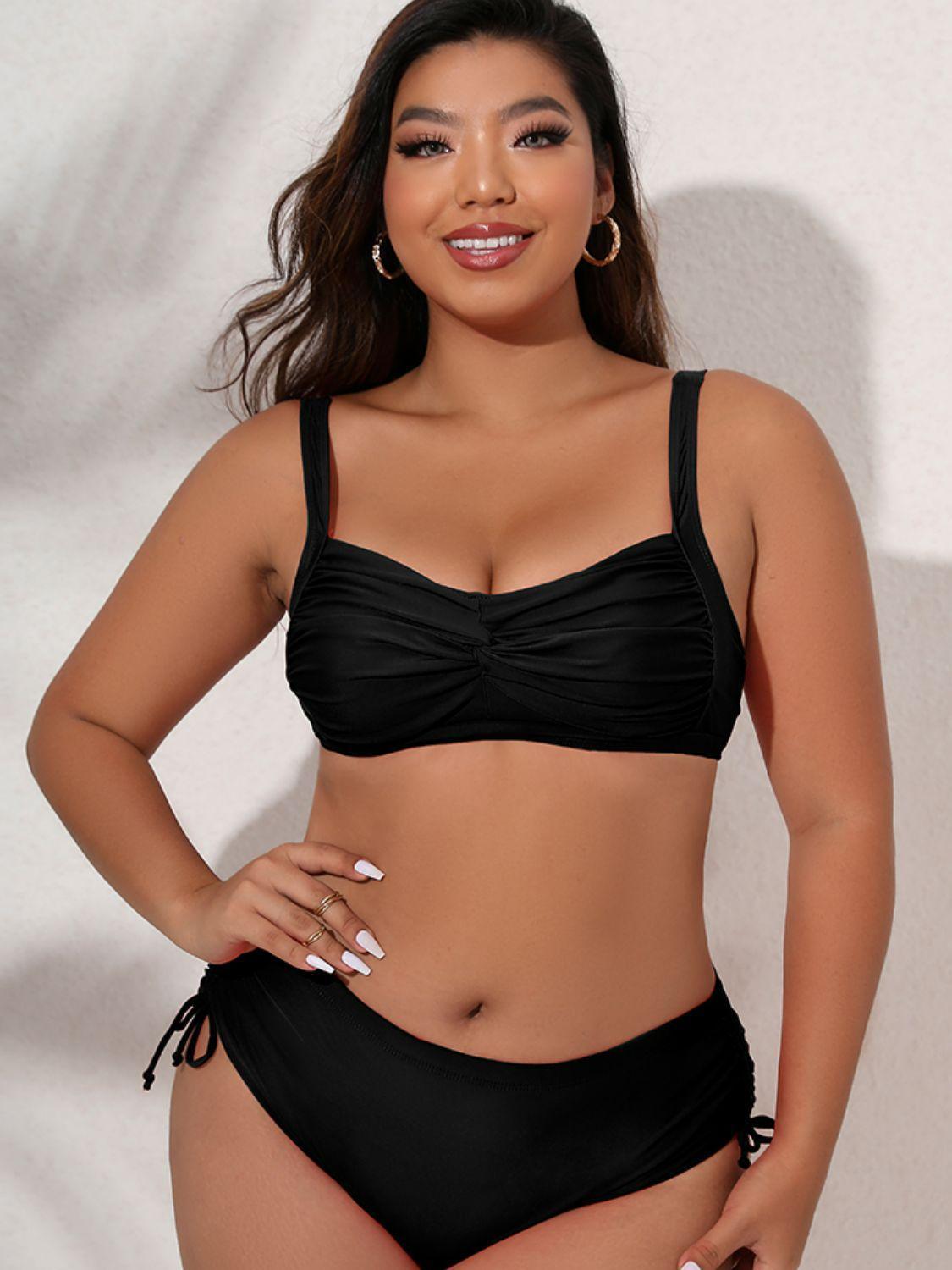 Twist and Tie Plus Size Bikini Set - MXSTUDIO.COM